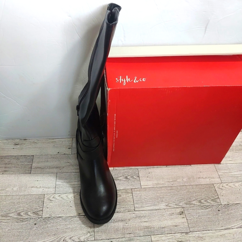 New in Box Black Style & Co. Riding Boots Knee High